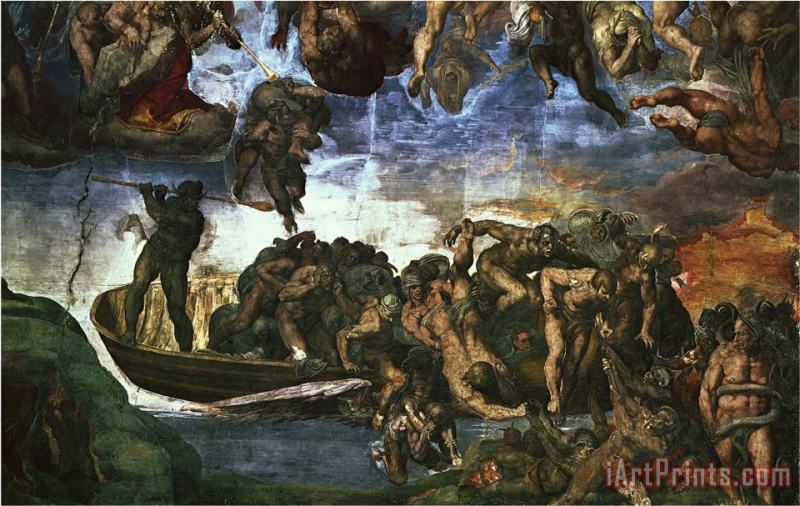 Michelangelo Buonarroti Last Judgement Detail From The Bottom Right Corner Sistine Chapel Art Print