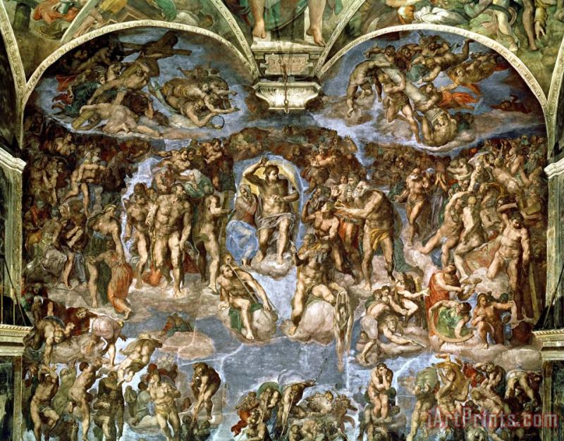 Last Judgement From The Sistine Chapel 1538 41 Fresco painting - Michelangelo Buonarroti Last Judgement From The Sistine Chapel 1538 41 Fresco Art Print
