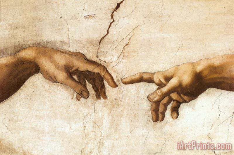 Michelangelo Creation of Adam Art Print Poster painting - Michelangelo Buonarroti Michelangelo Creation of Adam Art Print Poster Art Print