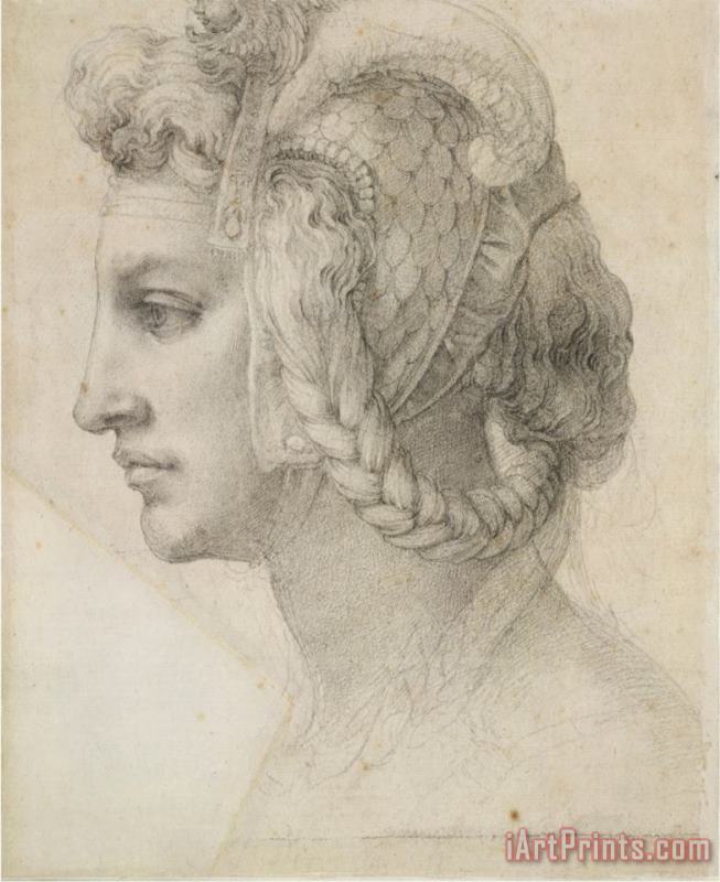 Michelangelo Buonarroti Michelangelo Ideal Head of a Woman Art Painting