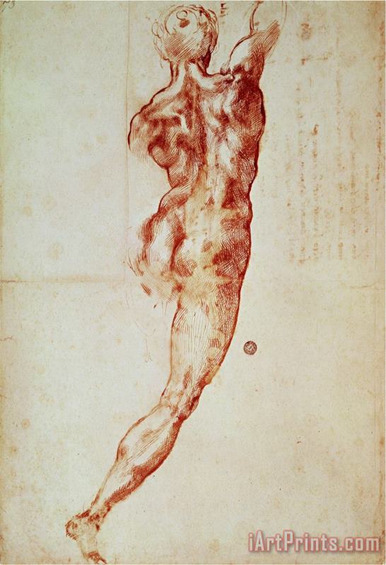 Michelangelo Buonarroti Nude Study for The Battle of Cascina Art Painting