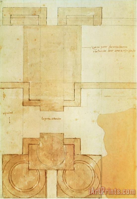Michelangelo Buonarroti Plan of The Drum of The Cupola of The Church of St Peter's Basilica Art Painting
