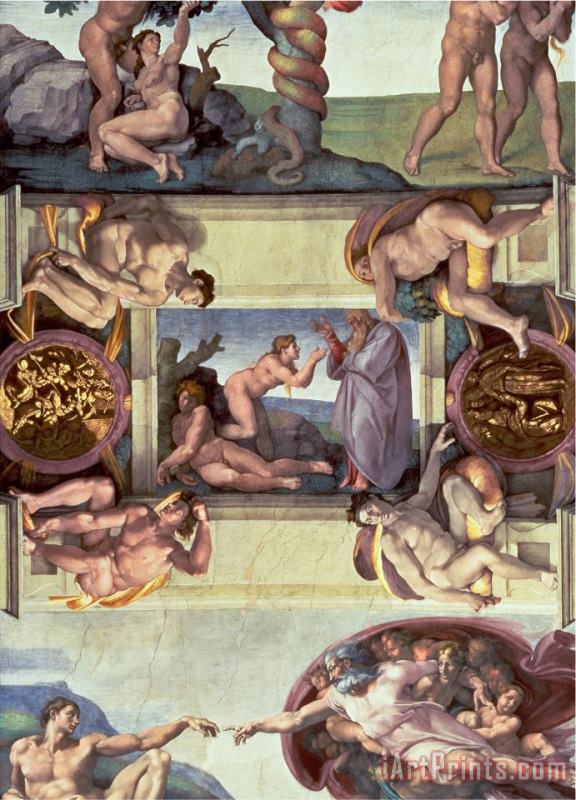 Michelangelo Buonarroti Sistine Chapel Ceiling 1508 12 The Creation of Eve 1510 Post Restoration Art Painting
