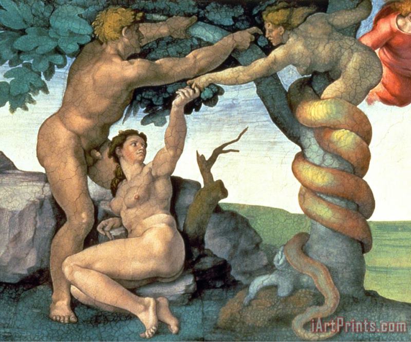 Michelangelo Buonarroti Sistine Chapel Ceiling 1508 12 The Fall of Man 1510 Post Restoration Art Print