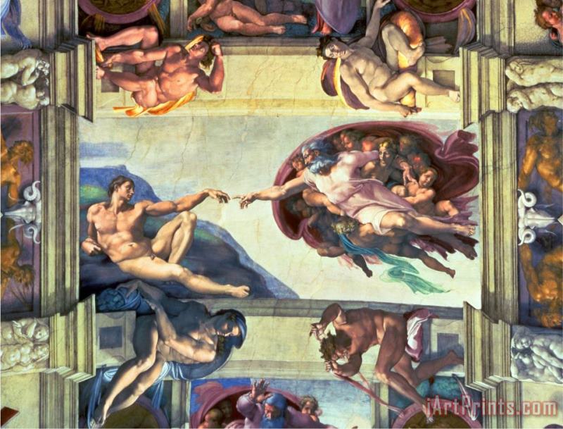 Sistine Chapel Ceiling Creation of Adam 1510 painting - Michelangelo Buonarroti Sistine Chapel Ceiling Creation of Adam 1510 Art Print