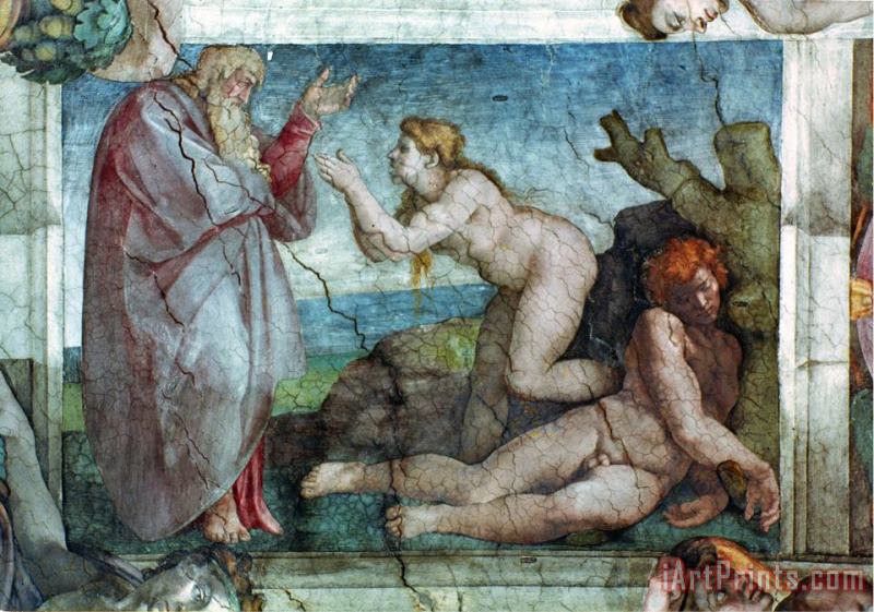 Michelangelo Buonarroti Sistine Chapel Ceiling Creation of Eve with Four Ignudi 1511 Art Painting