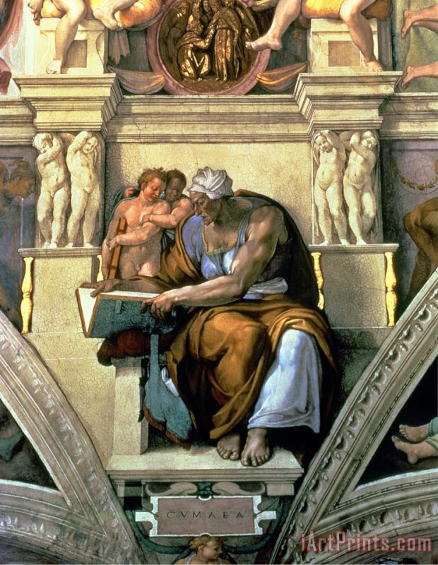Michelangelo Buonarroti Sistine Chapel Ceiling Cumaean Sibyl 1510 Art Painting
