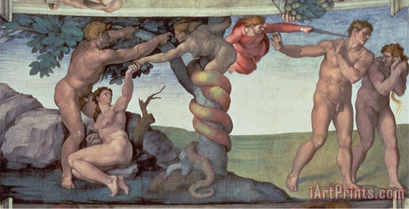 Sistine Chapel Ceiling The Fall of Man 1510 painting - Michelangelo Buonarroti Sistine Chapel Ceiling The Fall of Man 1510 Art Print