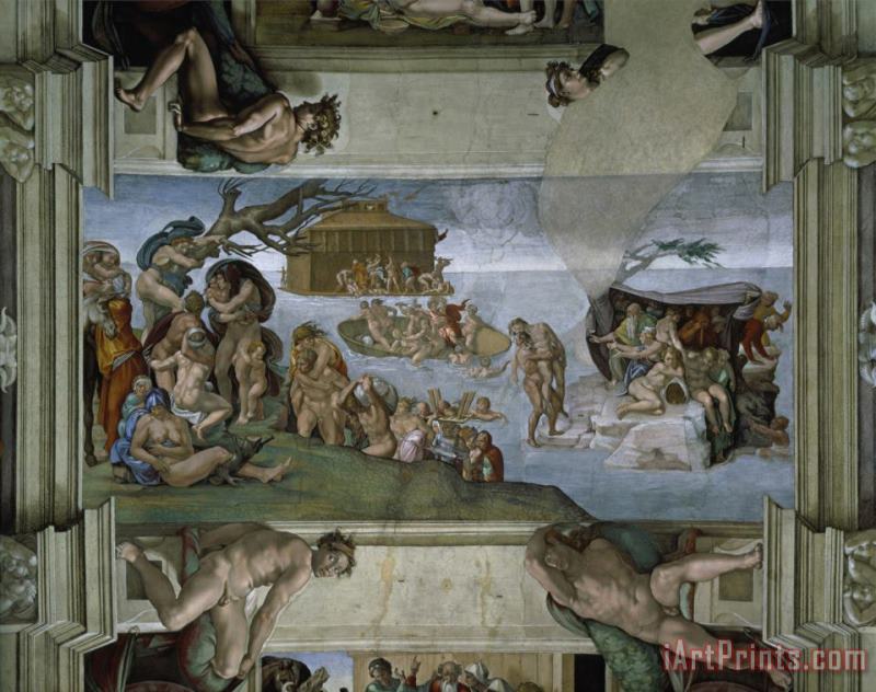 Michelangelo Buonarroti Sistine Chapel Ceiling The Flood 1508 12 Art Painting