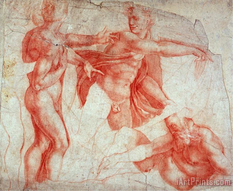 Michelangelo Buonarroti Studies of Male Nudes Art Print