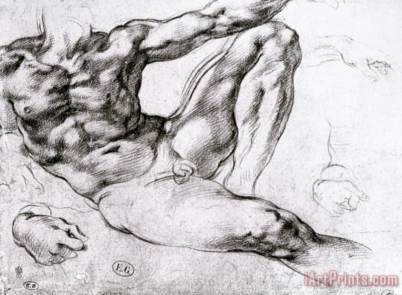 Study for The Creation of Adam painting - Michelangelo Buonarroti Study for The Creation of Adam Art Print