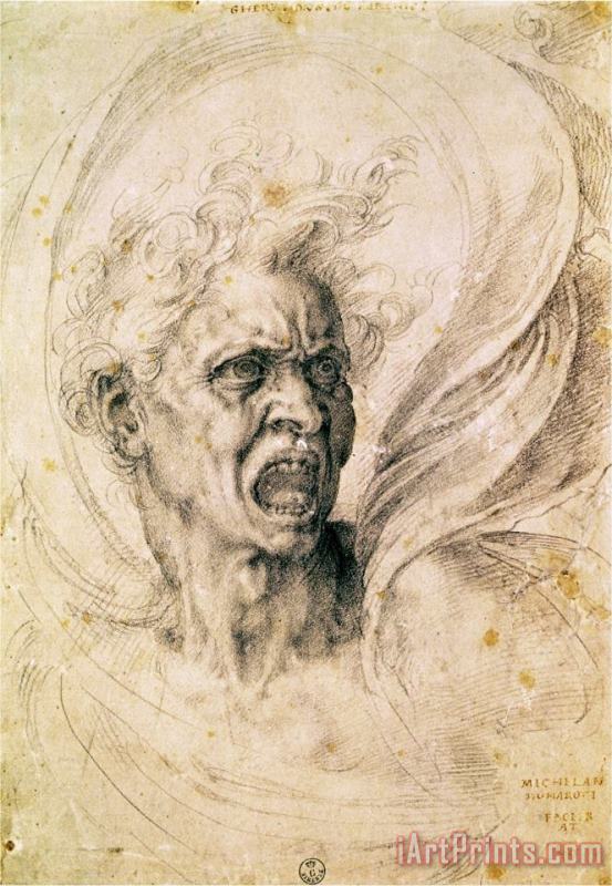 Michelangelo Buonarroti Study of a Man Shouting Art Print