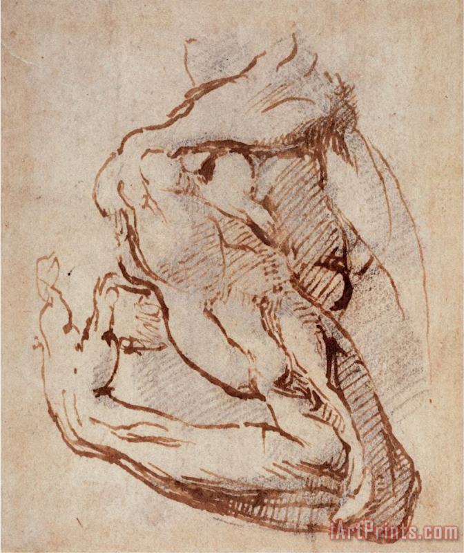 Michelangelo Buonarroti Study of an Arm Ink Art Print