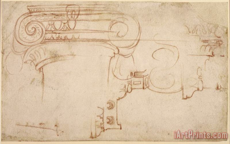 Michelangelo Buonarroti Study of an Ionic Capital Art Print