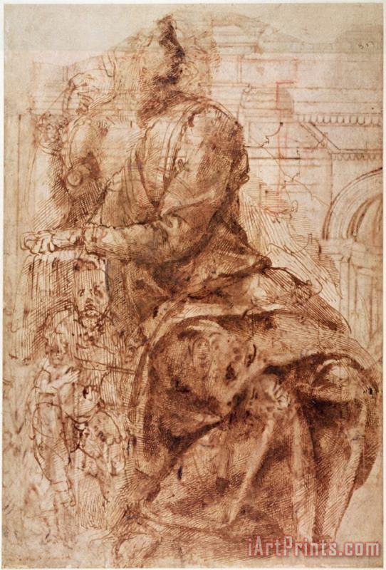 Study of Sibyl painting - Michelangelo Buonarroti Study of Sibyl Art Print
