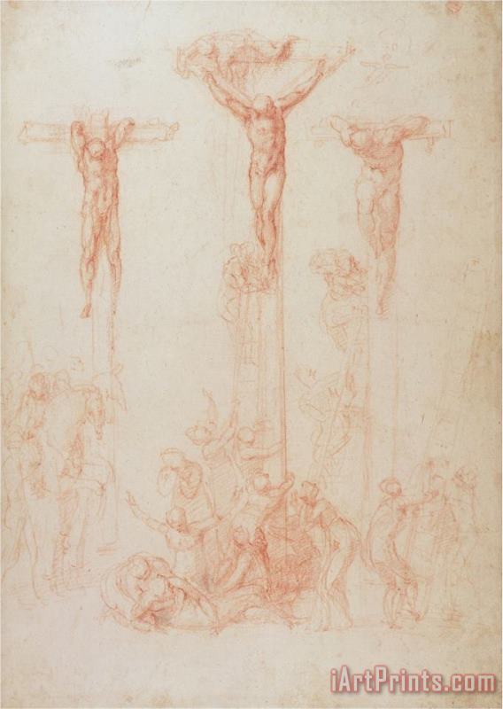 Michelangelo Buonarroti Study of Three Crosses Art Painting