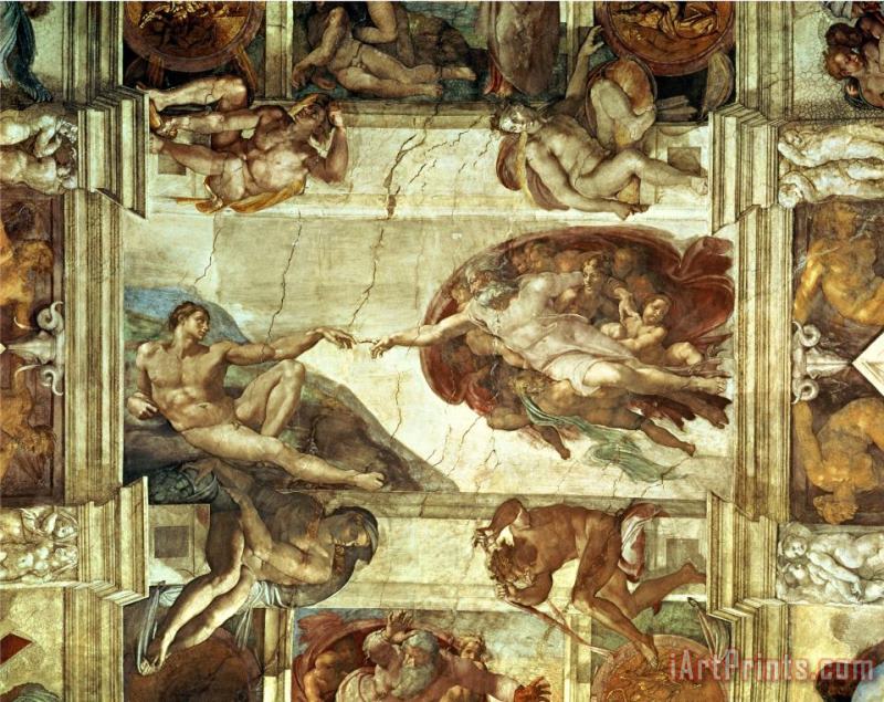 Michelangelo Buonarroti The Creation of Adam Detail From The Sistine Ceiling 1511 12 Fresco Art Print