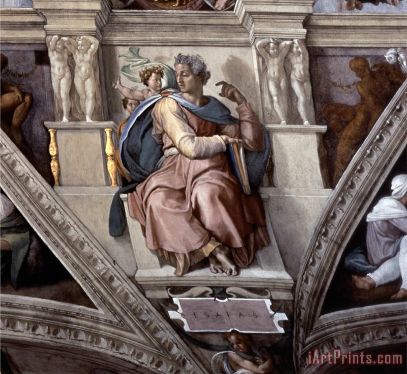 The Prophet Isaiah Sistene Chapel Ceiling Fresco painting - Michelangelo Buonarroti The Prophet Isaiah Sistene Chapel Ceiling Fresco Art Print