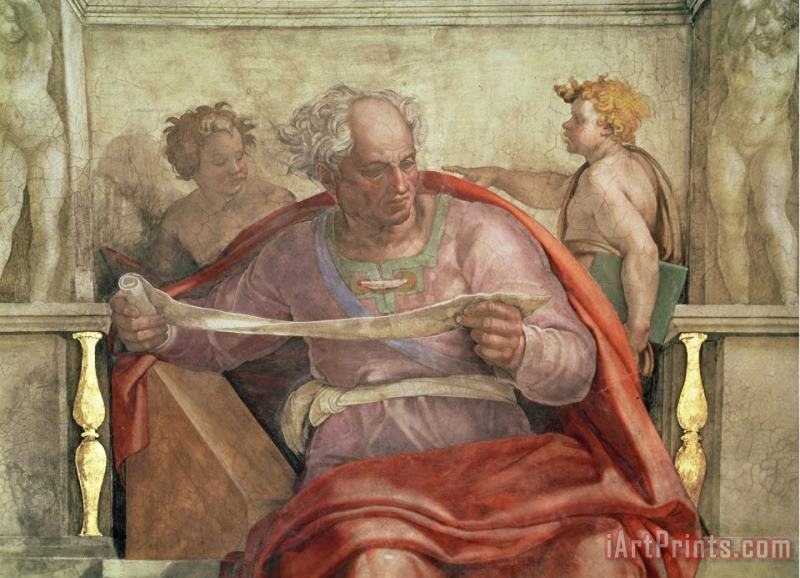 Michelangelo Buonarroti The Prophet Joel From The Sistine Ceiling Pre Restoration Art Print