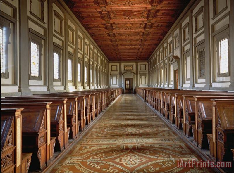 Michelangelo Buonarroti The Reading Room of The Laurentian Library 1534 Art Painting
