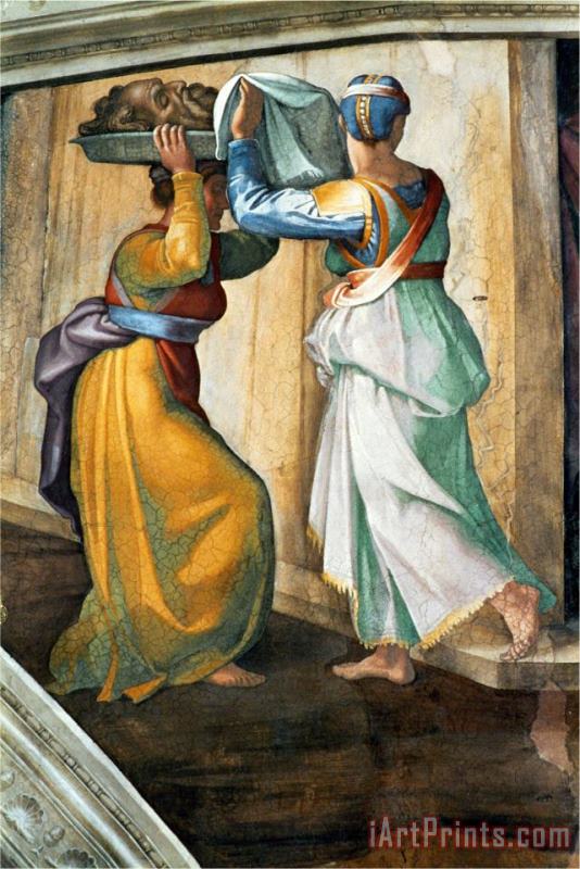 Michelangelo Buonarroti The Sistine Chapel Ceiling Frescos After Restoration Judith And Holofernes Art Print