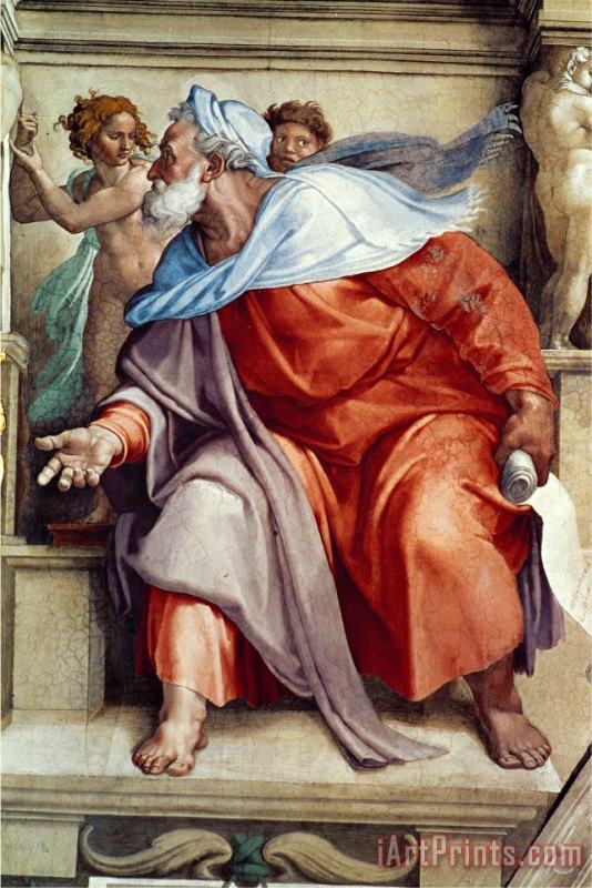 Michelangelo Buonarroti The Sistine Chapel Ceiling Frescos After Restoration The Prophet Ezekiel Art Print