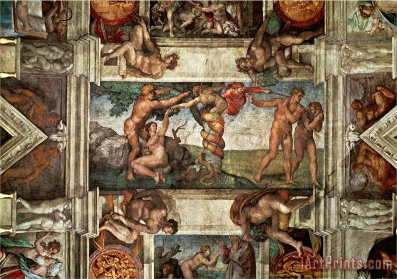 The Sistine Chapel The Fall painting - Michelangelo Buonarroti The Sistine Chapel The Fall Art Print