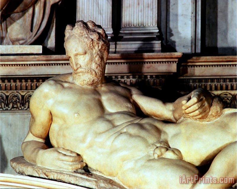 Michelangelo Buonarroti Tomb of Lorenzo De Medici Detail of Dusk Art Print