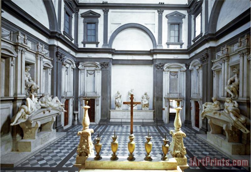 View of The Interior Showing The Medici Tombs of Lorenzo painting - Michelangelo Buonarroti View of The Interior Showing The Medici Tombs of Lorenzo Art Print
