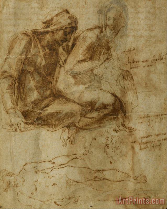 Michelangelo Buonarroti Virgin And Child with Saint Anne Art Painting