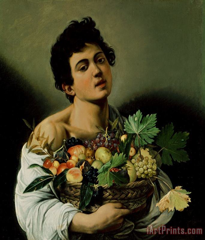 Youth with a Basket of Fruit painting - Michelangelo Merisi da Caravaggio Youth with a Basket of Fruit Art Print