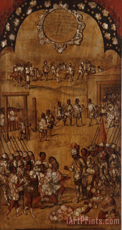 Miguel Gonzales The Conquest of Mexico. Tabla III Art Print