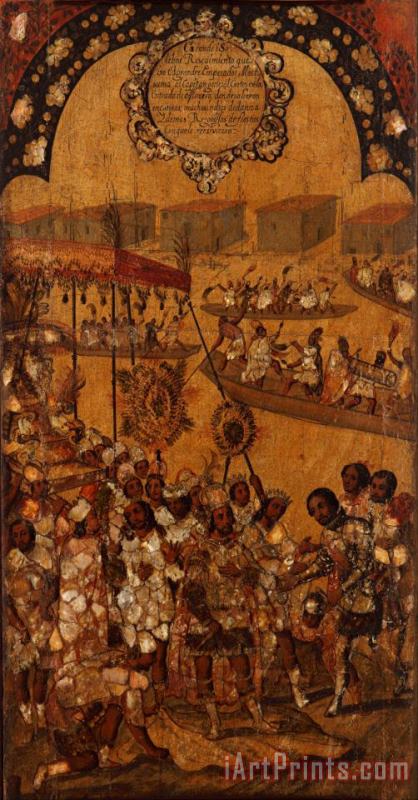 The Conquest of Mexico. Tabla X painting - Miguel Gonzales The Conquest of Mexico. Tabla X Art Print