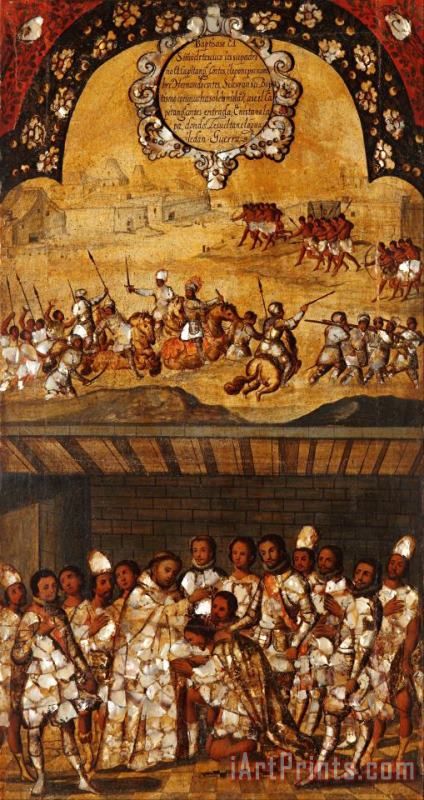 The Conquest of Mexico. Tabla Xix painting - Miguel Gonzales The Conquest of Mexico. Tabla Xix Art Print