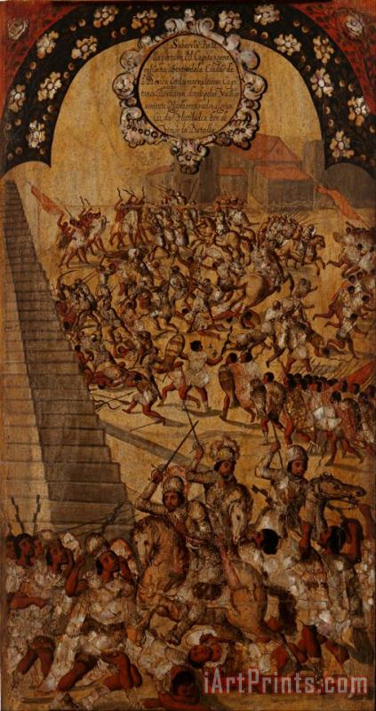 The Conquest of Mexico. Tabla Xvi painting - Miguel Gonzales The Conquest of Mexico. Tabla Xvi Art Print