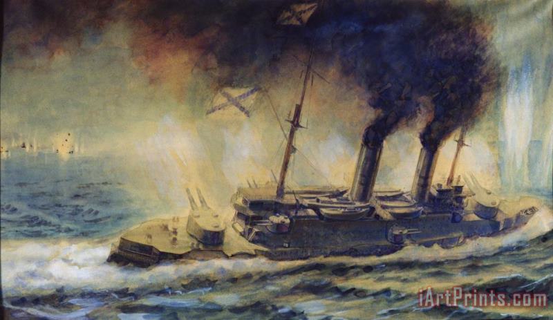 Mikhail Mikhailovich Semyonov The Battle of the Gulf of Riga Art Print