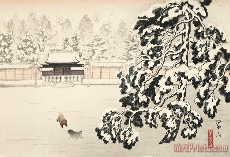Miki Suizan Imperial Garden, Kyoto, Early Morning (gyo En Nai Yuki No Akatsuki) Art Painting