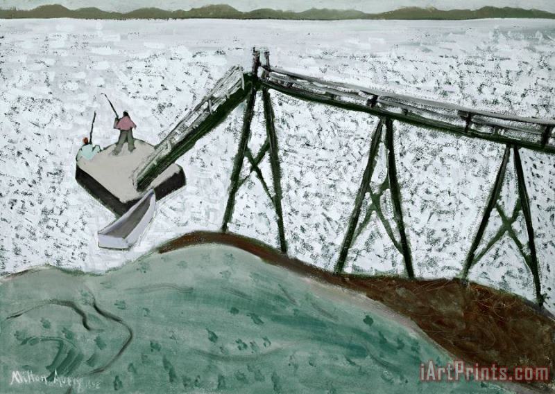 Bridge And Float, 1948 painting - Milton Avery Bridge And Float, 1948 Art Print