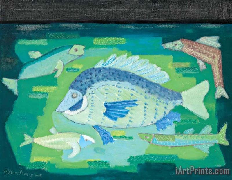Fish, 1948 painting - Milton Avery Fish, 1948 Art Print