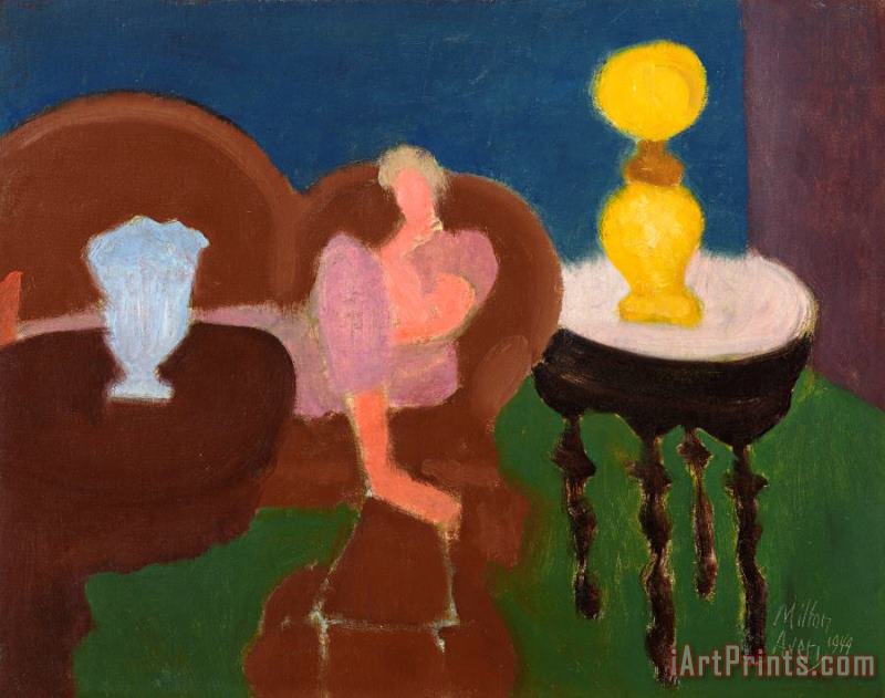 Interior with Yellow Lamp, 1949 painting - Milton Avery Interior with Yellow Lamp, 1949 Art Print