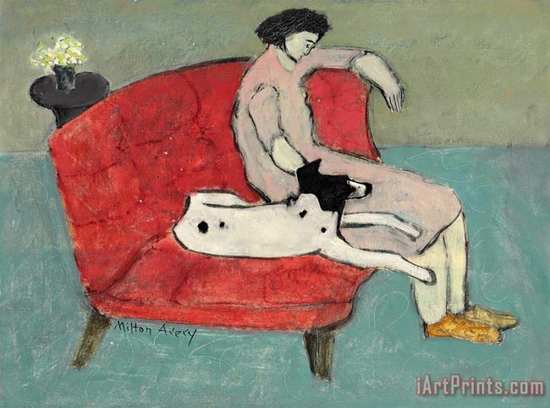 Seated Woman with Dog painting - Milton Avery Seated Woman with Dog Art Print
