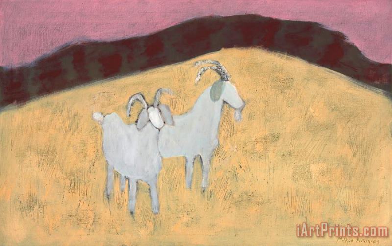 Startled Goats, 1957 painting - Milton Avery Startled Goats, 1957 Art Print
