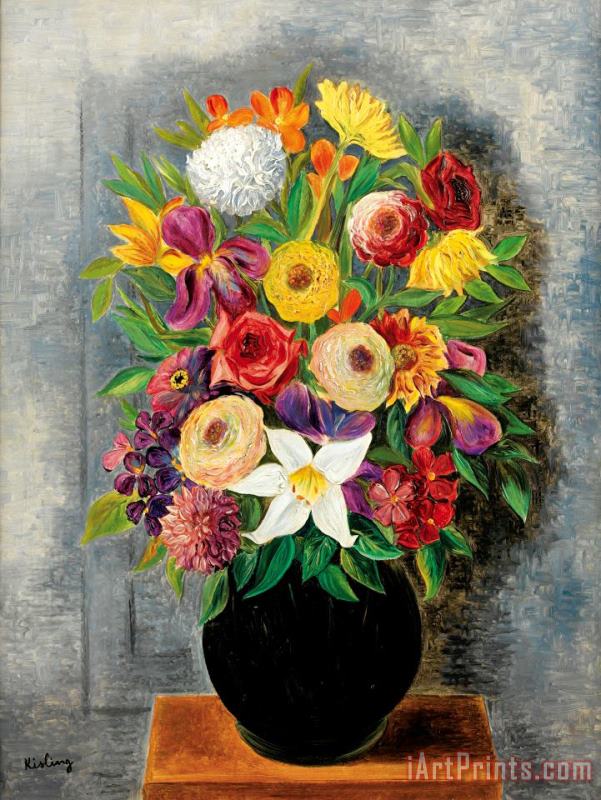 Fleurs painting - Moise Kisling Fleurs Art Print