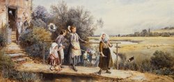 Myles Birket Foster May Day Garlands painting