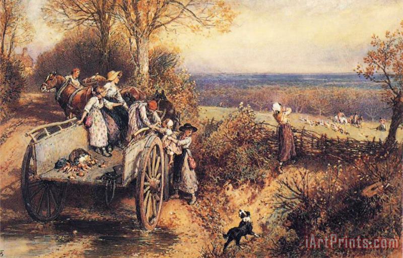 Myles Birket Foster, R.w.s A Peep at The Hounds, Here They Come! Art Painting
