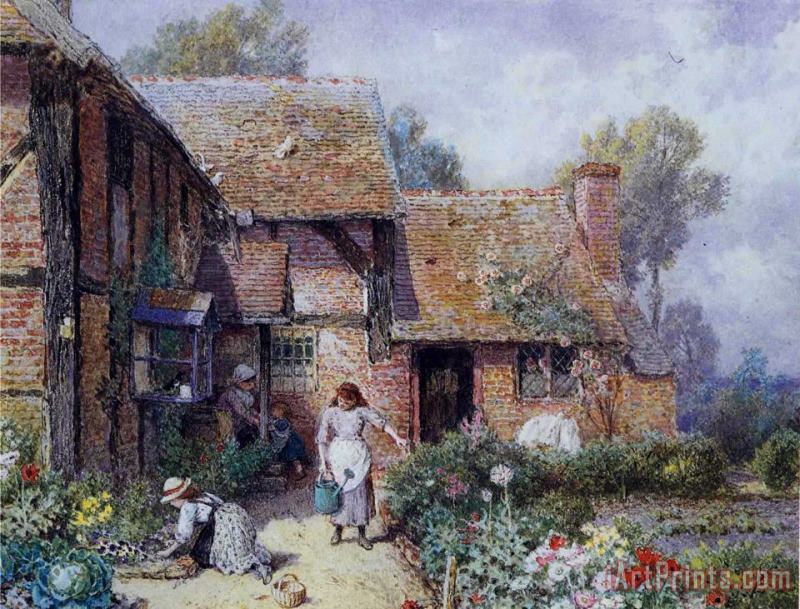 An Afternoon in The Garden painting - Myles Birket Foster, R.w.s An Afternoon in The Garden Art Print