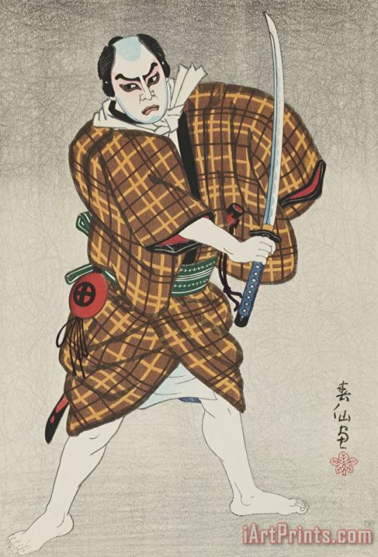 Onoye Kikugoro As Motoyemon in The Drama Tenkajaya painting - Natori Shunsen Onoye Kikugoro As Motoyemon in The Drama Tenkajaya Art Print