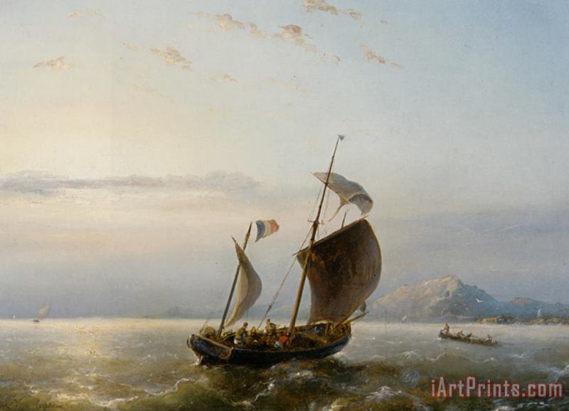 Shipping Near The Havre painting - Nicolaas Riegen Shipping Near The Havre Art Print