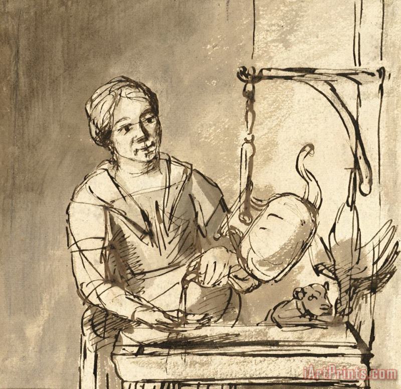 De Keukenmeid painting - Nicolaes Maes De Keukenmeid Art Print