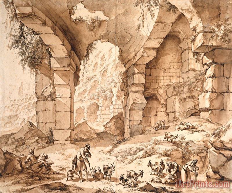 Nicolaes Pietersz Berchem Gezicht Op De Ruines Van Het Colosseum Art Print